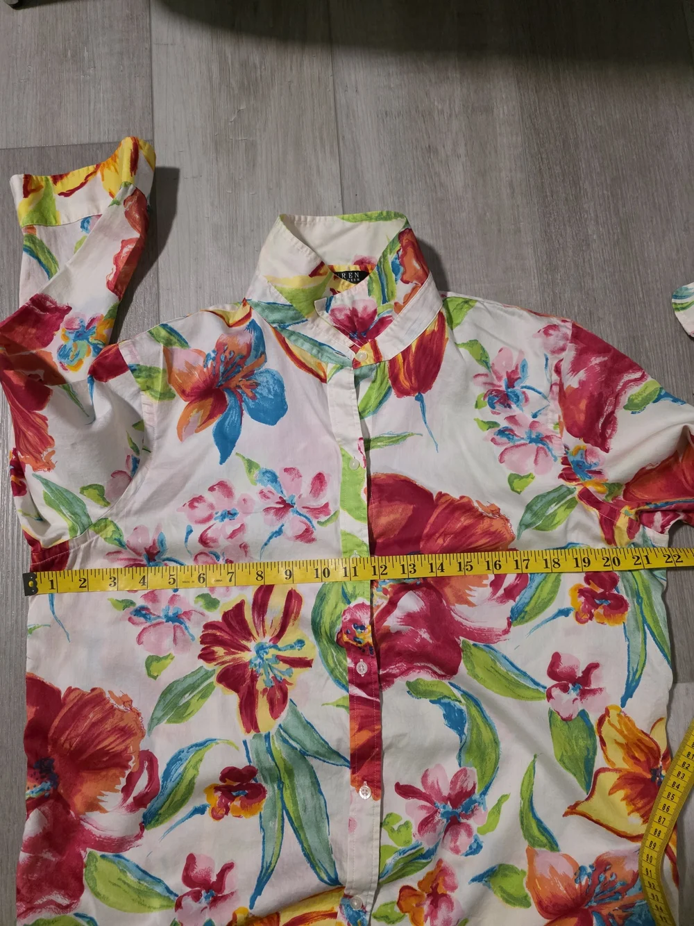 Lauren Ralph Lauren Floral Button Down Shirt XL Cotton Bright Summer Blouse - Picture 7 of 9